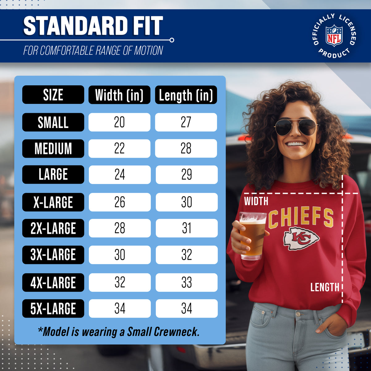 Kansas City Chiefs NFL Home Team Fleece Crewneck Sweatshirt Men Women - Red