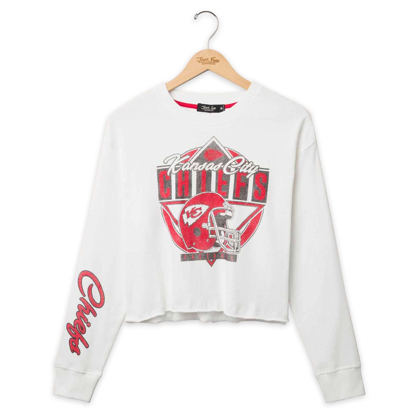 Kansas City Chiefs Junk Food NFL Women's Franchise Vintage Crop Crewneck - White