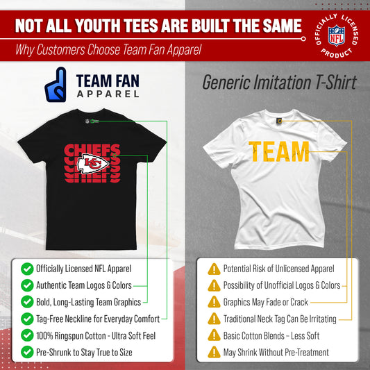 Kansas City Chiefs NFL Youth Repeating Logo Football T-Shirt - Black