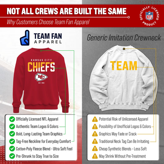 Kansas City Chiefs NFL Color Block Fleece Crewneck - Red