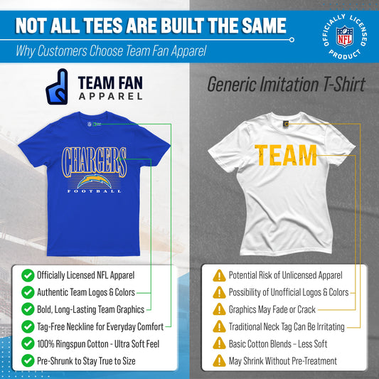 Los Angeles Chargers NFL Adult Overtime Blueprint Tagless Tee Unisex - Royal
