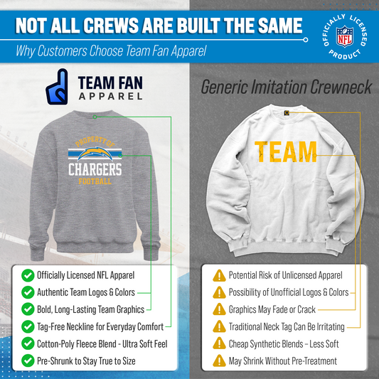 Los Angeles Chargers NFL Property Of Crewneck Sweatshirt - Sport Gray