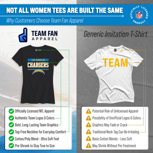 Los Angeles Chargers Women's NFL Charcoal T-Shirt Short Sleeve - Charcoal