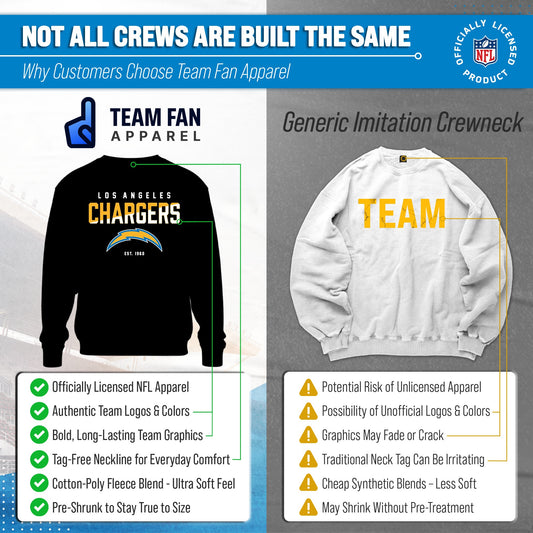 Los Angeles Chargers NFL Color Block Fleece Crewneck - Black