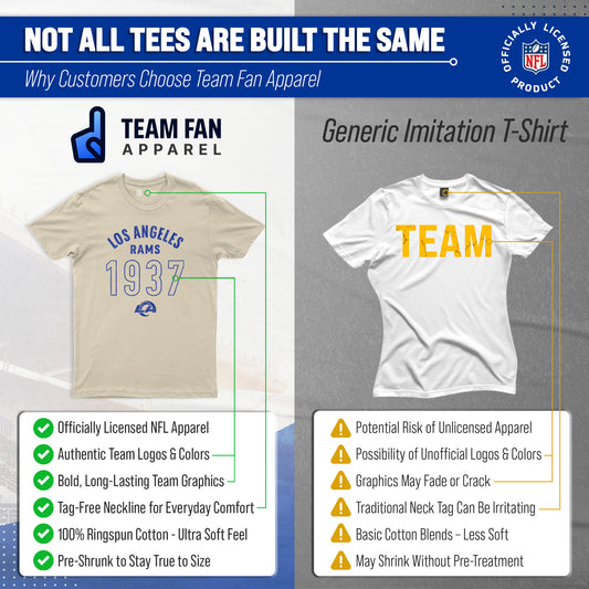 Los Angeles Rams Big Date Tag-Less T-Shirt - Natural