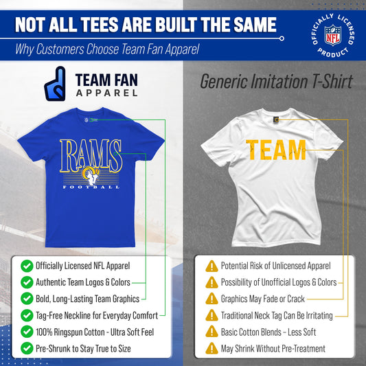 Los Angeles Rams NFL Adult Overtime Blueprint Tagless Tee Unisex - Royal