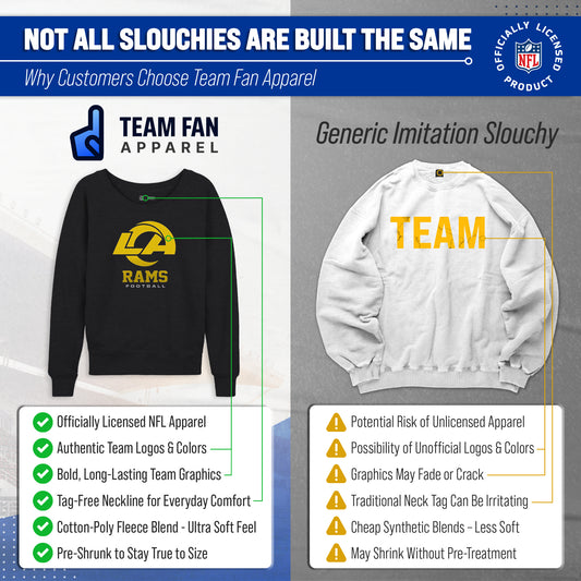 Los Angeles Rams NFL Womens Ultimate Fan French Terry Slouchy Top- Raglan Sleeves - Charcoal