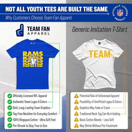 Los Angeles Rams NFL Youth Repeating Logo Football T-Shirt - Royal