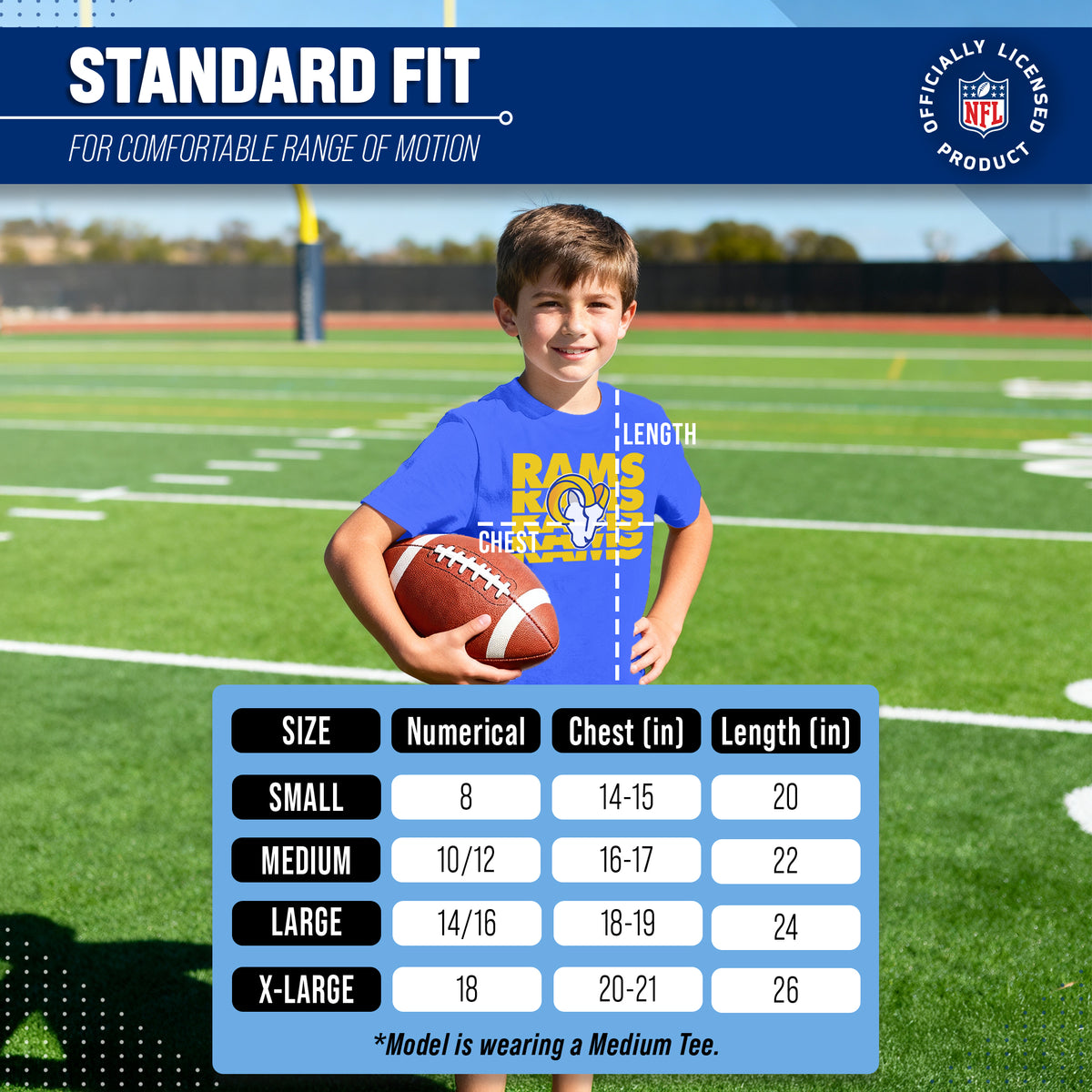 Los Angeles Rams NFL Youth Repeating Logo Football T-Shirt - Royal