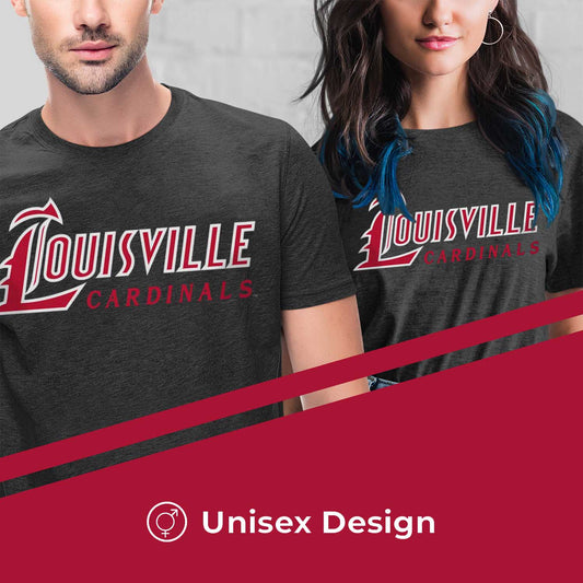 Louisville Cardinals NCAA Cotton Blend Charcoal T-Shirt Men Women - Charcoal