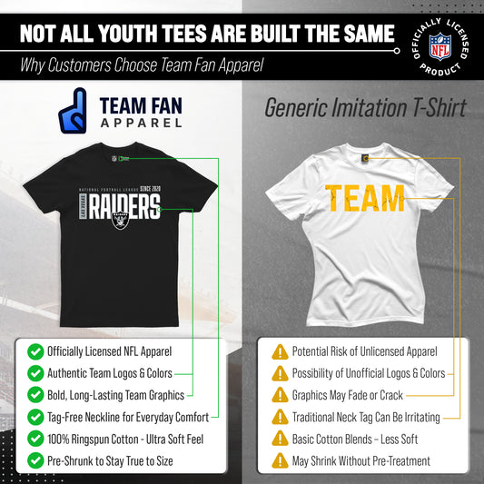Las Vegas Raiders NFL Youth Modern Endzone T-Shirt Unisex Boys Girls - Black