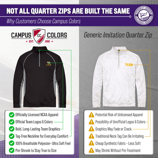 LSU Tigers Campus Classic 1/4 Zip Windshirt Men's Pullover - Black