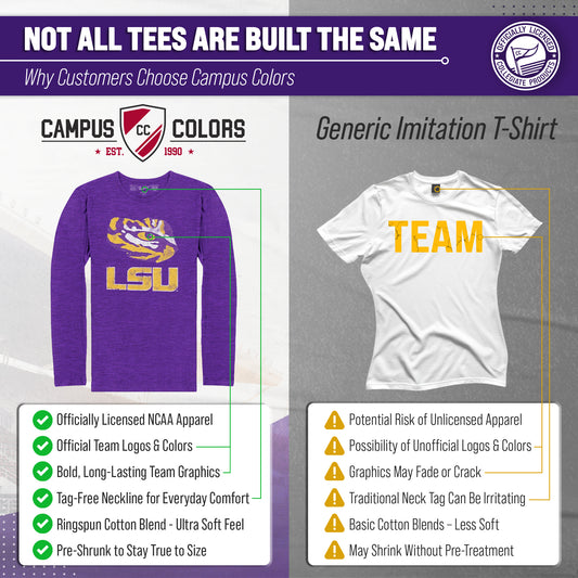 LSU Tigers Logo Long Sleeve T-Shirt Men Women Unisex NCAA Licensed - Purple