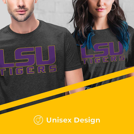 LSU Tigers NCAA Cotton Blend Charcoal T-Shirt Men Women - Charcoal