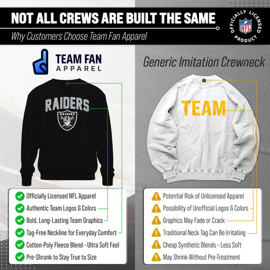 Las Vegas Raiders NFL Home Team Fleece Crewneck Sweatshirt Men Women - Black