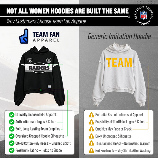Las Vegas Raiders NFL Women's Franchise Oversized Crop Hoodie Fleece - Black