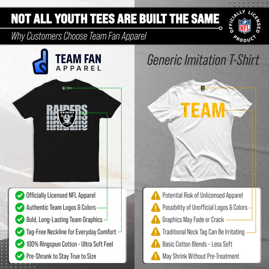 Las Vegas Raiders NFL Youth Repeating Logo Football T-Shirt - Black