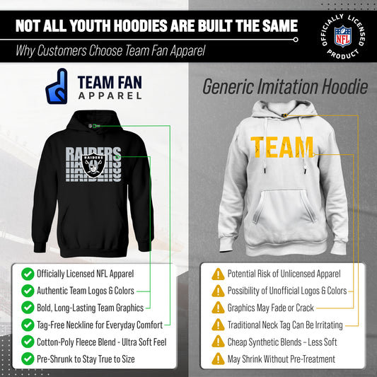 Las Vegas Raiders NFL Youth Repeating Logo Football Fleece Hooded Sweatshirt - Black