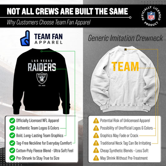 Las Vegas Raiders NFL Color Block Fleece Crewneck - Black