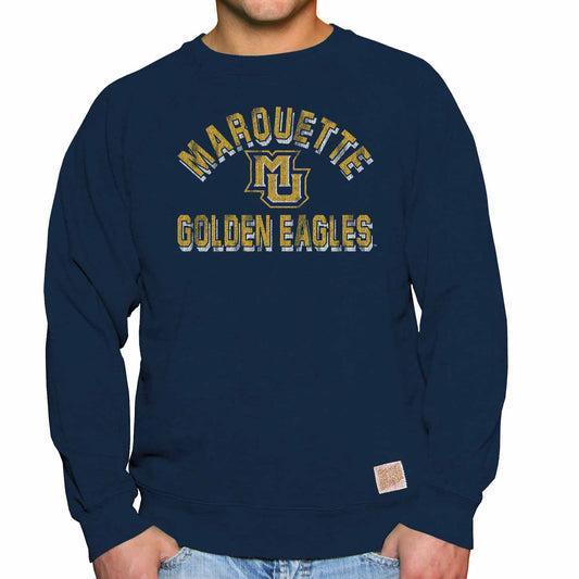 Marquette Golden Eagles Original Retro Brand NCAA Crewneck Sweatshirt - Navy