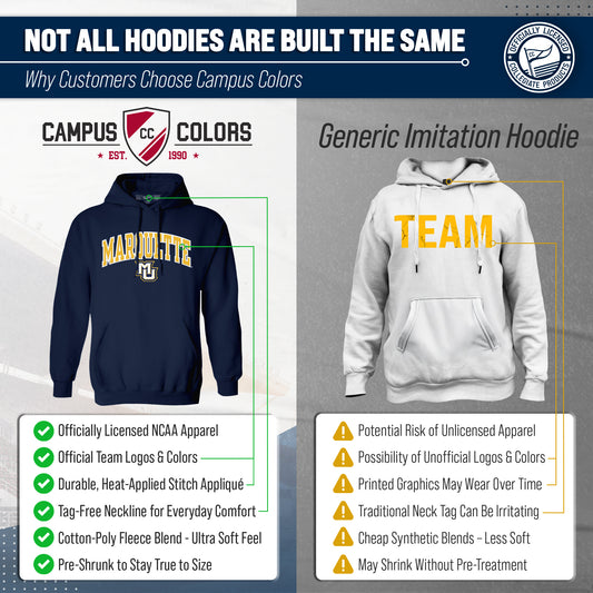 Marquette Golden Eagles NCAA Adult Tackle Twill Hooded Sweatshirt - Navy