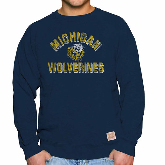Michigan Wolverines Original Retro Brand NCAA Crewneck Sweatshirt - Navy