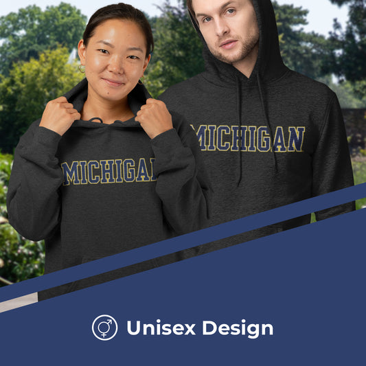 Michigan Wolverines NCAA Fan Hoodie Sweatshirt Men Women - Charcoal