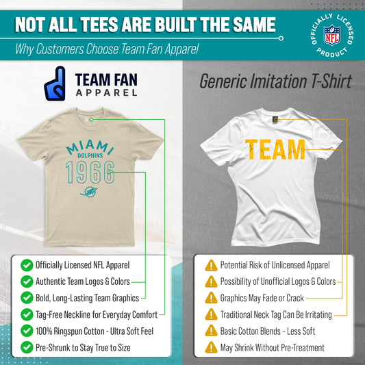 Miami Dolphins Big Date Tag-Less T-Shirt - Natural