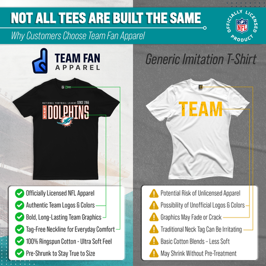 Miami Dolphins NFL Shirt Men Women Unisex Tag-Free Cotton Gameday Tee - Black