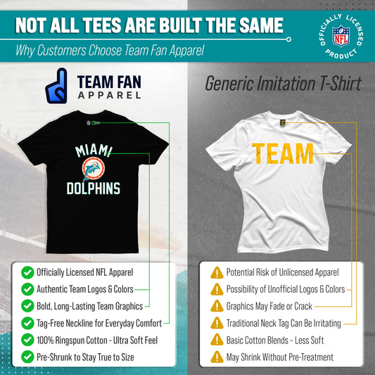 Miami Dolphins Mens Womens Retro Gameday Tee - Black