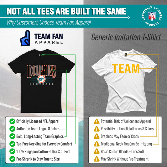Miami Dolphins NFL Adult Overtime Blueprint Tagless Tee Unisex - Black