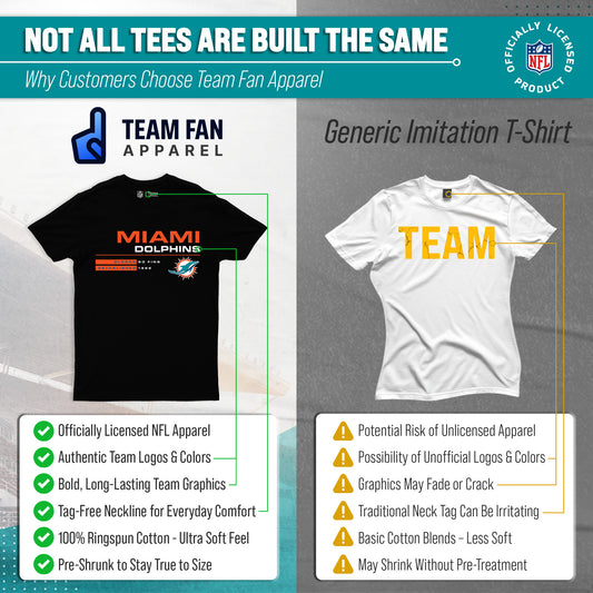 Miami Dolphins NFL Sideline T-Shirt Mens Womens Officially Licensed - Black