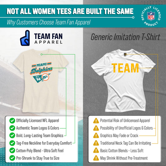 Miami Dolphins NFL Womens Vintage Charm T-Shirt Short Sleeve - Birch