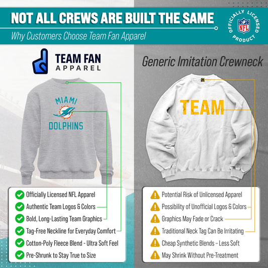 Miami Dolphins NFL Adult Gameday Football Crewneck Sweatshirt - Gray