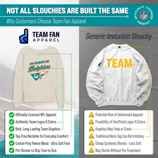 Miami Dolphins NFL Womens Vintage Charm French Terry Slouchy Top - Birch
