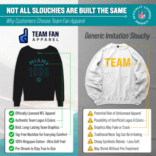 Miami Dolphins NFL Womens Big Date French Terry Slouchy Top - Black