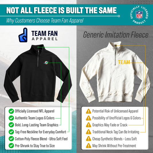 Miami Dolphins NFL Men's Quarter Zip Fleece Pullover Unisex Sweatshirt - Black