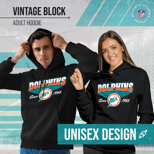 Miami Dolphins Vintage Block Fleece Hoodie - Black