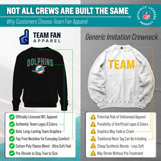 Miami Dolphins NFL Home Team Fleece Crewneck Sweatshirt Men Women - Black