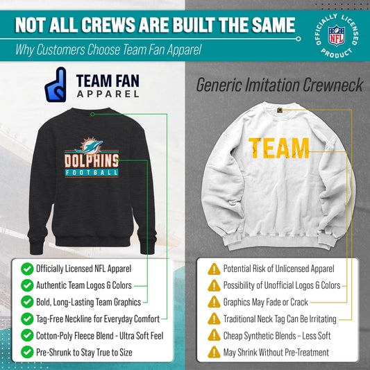 Miami Dolphins True Fan Crewneck Sweatshirt Men Women Fleece NFL NFL Fan - Charcoal