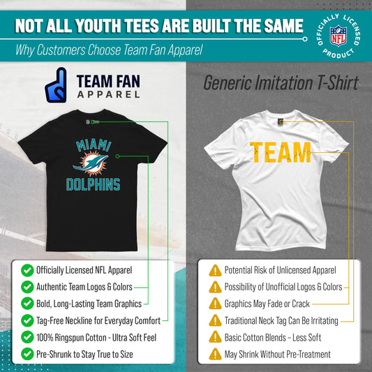 Miami Dolphins Youth NFL Football T-Shirt - Black