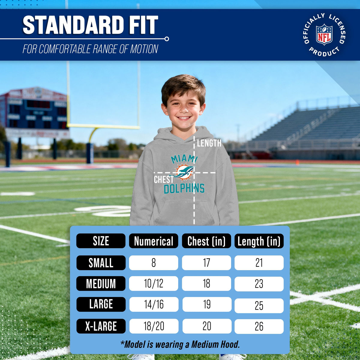 Miami Dolphins Youth Gameday Hoodie Sweatshirt - Gray