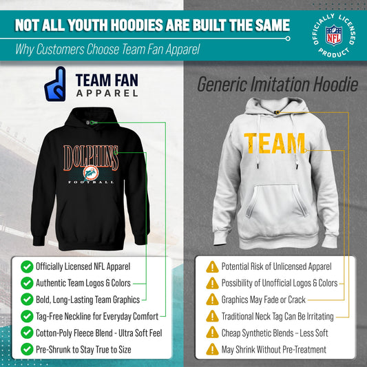 Miami Dolphins NFL Youth Overtime Blueprint Fleece Hoodie Sweatshirt - Black