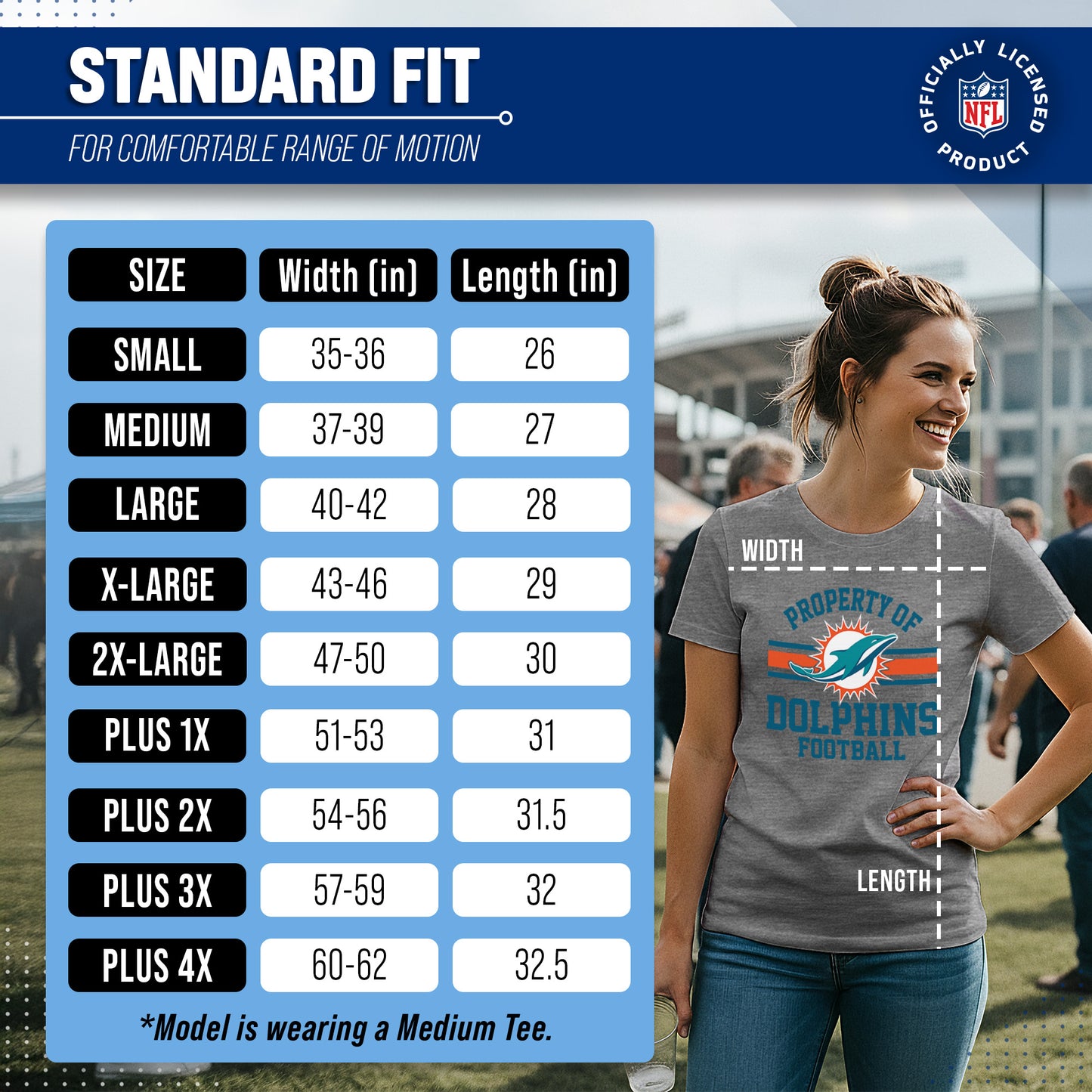 Miami Dolphins NFL Womens Short Sleeve Property of Tshirt - Gray