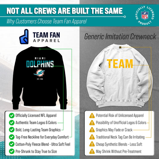 Miami Dolphins NFL Color Block Fleece Crewneck - Black