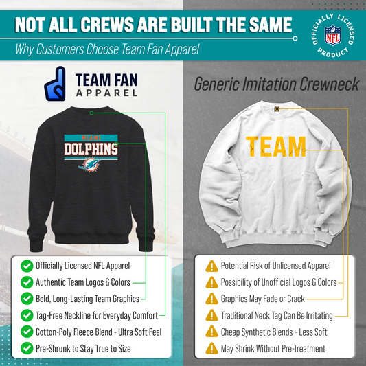 Miami Dolphins NFL Team Block Crewneck Sweatshirt - Charcoal