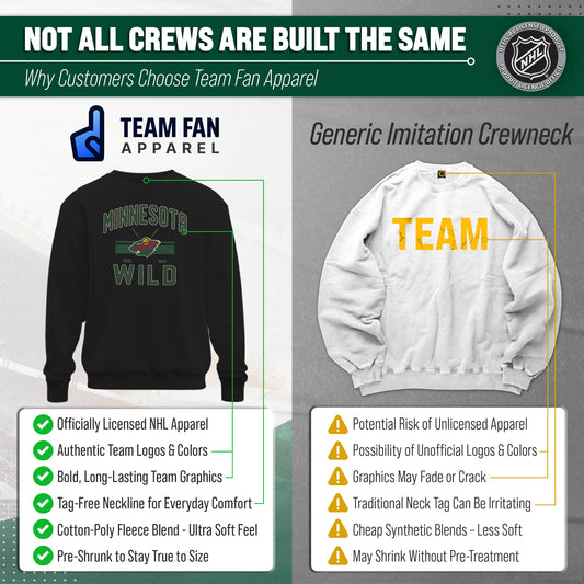 Minnesota Wild NHL Faceoff Fleece Crewneck Sweatshirt Licensed - Black