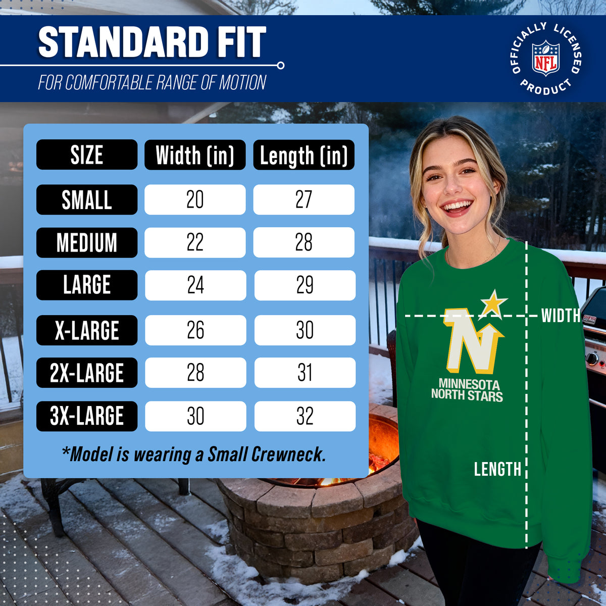 Minnesota North Stars NHL Retro Logo Fleece Crewneck Sweatshirt Men Women - Kelly Green