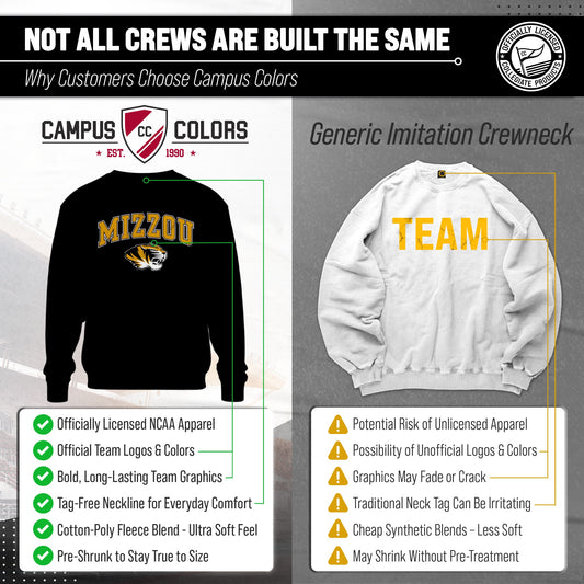 Missouri Tigers Adult Arch & Logo Soft Style Gameday Crewneck Sweatshirt - Black