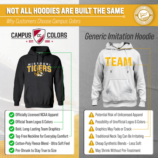 Missouri Tigers Hoodie Heathered Fleece Sweatshirt - Black Heather